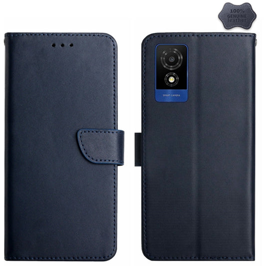 For TCL 502 Genuine Leather Fingerprint-proof Flip Phone Case(Blue) - More Brand by PMC Jewellery | Online Shopping South Africa | PMC Jewellery | Buy Now Pay Later Mobicred