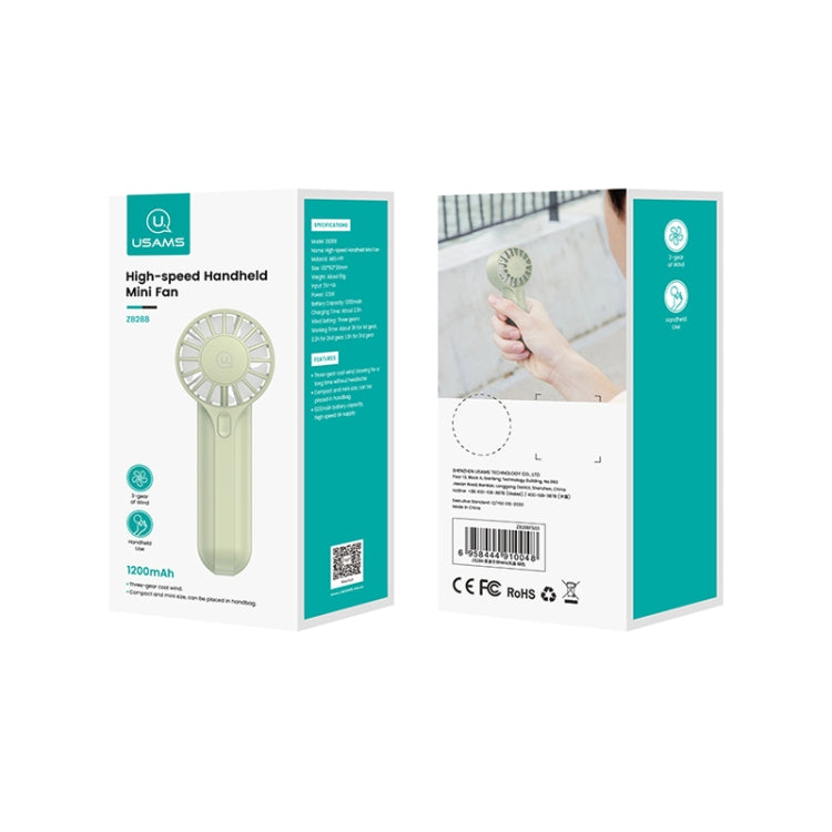USAMS ZB288 Portable Type-C Rechargeable High Speed Handheld Mini Fan(Beige) - Electric Fans by USAMS | Online Shopping South Africa | PMC TechLife | Buy Now Pay Later Mobicred