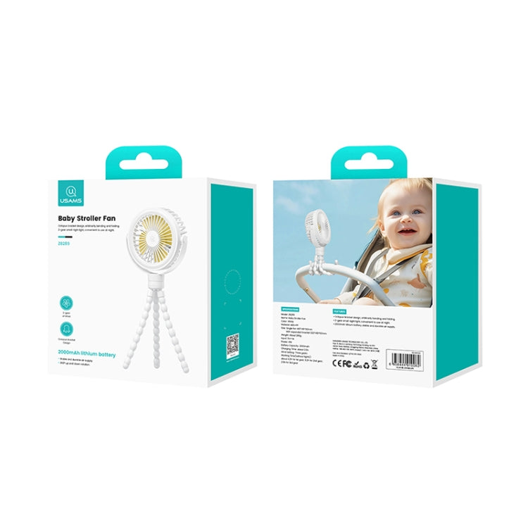 USAMS ZB289 Stroller Fan Type-C Portable Octopus Mini Fan(White) - Electric Fans by USAMS | Online Shopping South Africa | PMC Jewellery | Buy Now Pay Later Mobicred