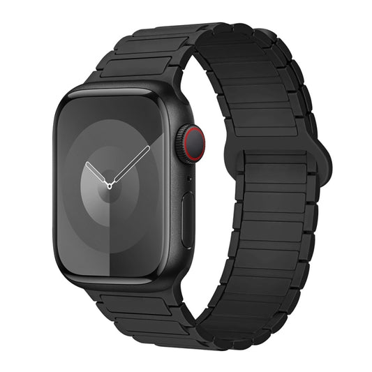 For Apple Watch Series 9 41mm I-Shaped Magnetic Silicone Watch Band(Black) - Watch Bands by PMC Jewellery | Online Shopping South Africa | PMC Jewellery