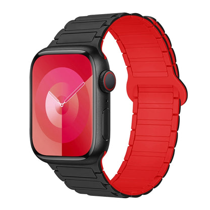 For Apple Watch SE 40mm I-Shaped Magnetic Silicone Watch Band(Black Red) - Watch Bands by PMC Jewellery | Online Shopping South Africa | PMC Jewellery