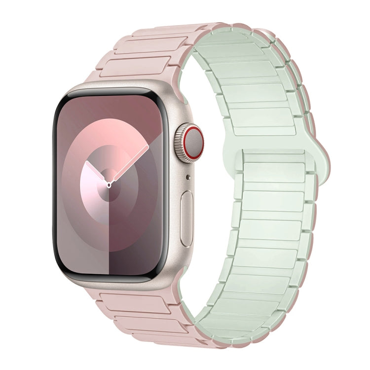 For Apple Watch Series 5 44mm I-Shaped Magnetic Silicone Watch Band(Pink Mint) - Watch Bands by PMC Jewellery | Online Shopping South Africa | PMC Jewellery