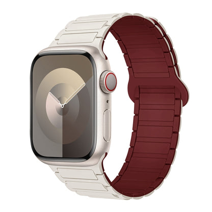 For Apple Watch Series 5 44mm I-Shaped Magnetic Silicone Watch Band(Starlight Wine Red) - Watch Bands by PMC Jewellery | Online Shopping South Africa | PMC Jewellery