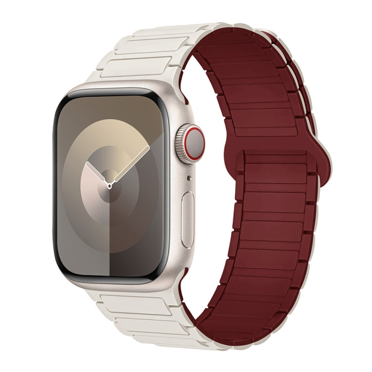 For Apple Watch Series 4 44mm I-Shaped Magnetic Silicone Watch Band(Starlight Wine Red) - Watch Bands by PMC Jewellery | Online Shopping South Africa | PMC Jewellery