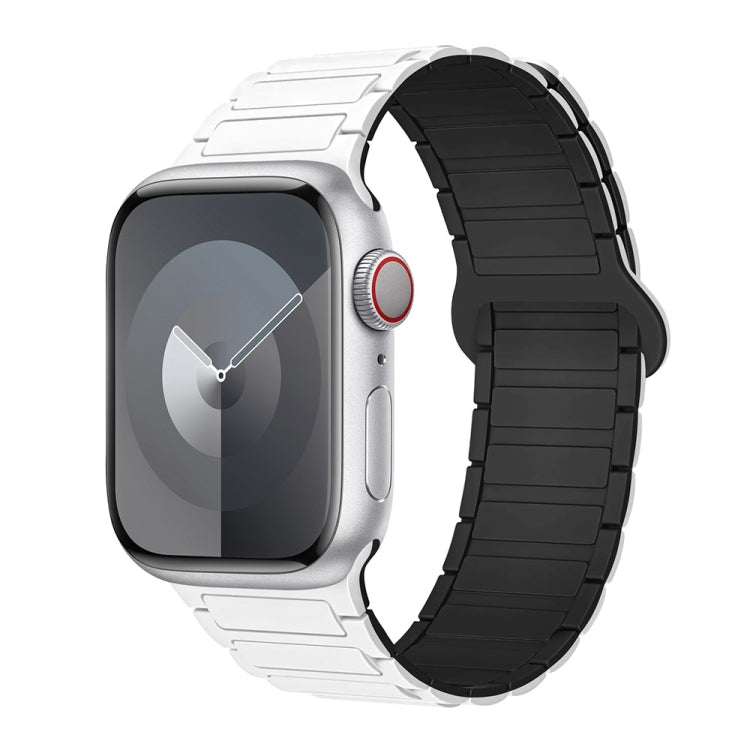 For Apple Watch 42mm I-Shaped Magnetic Silicone Watch Band(White Black) - Watch Bands by PMC Jewellery | Online Shopping South Africa | PMC Jewellery