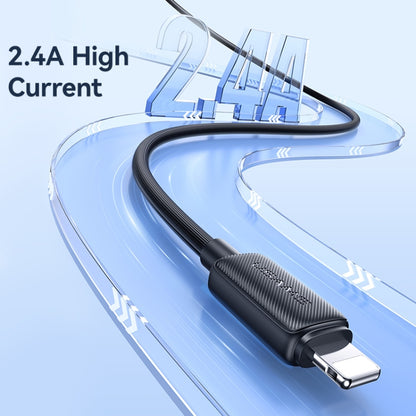 USAMS US-SJ699 USB to 8 Pin 2.4A Striped Fast Charge Data Cable, Length:3m(Black) - Normal Style Cable by USAMS | Online Shopping South Africa | PMC Jewellery | Buy Now Pay Later Mobicred