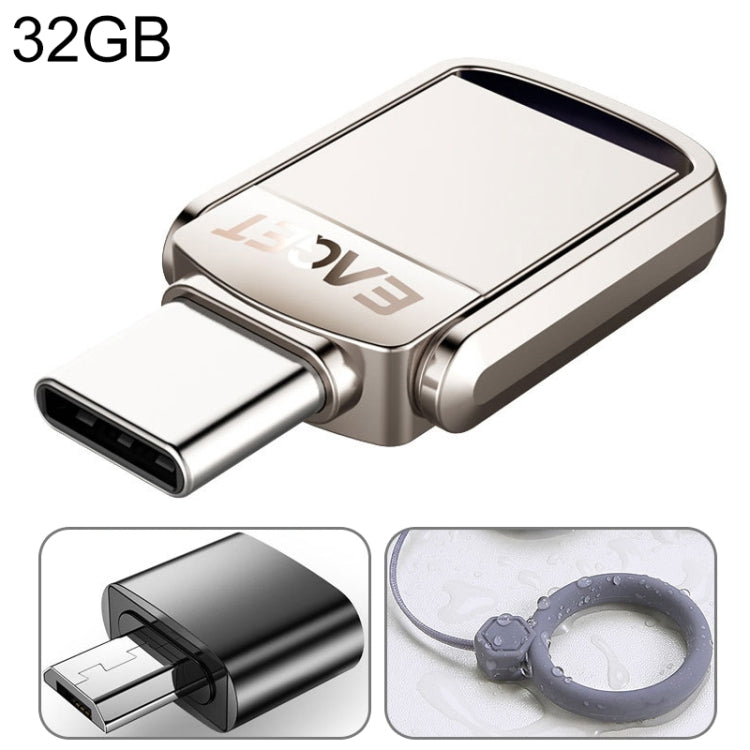 EAGET 32G USB 3.1 + USB-C Interface Metal Twister Flash U Disk, with Micro USB Adapter & Lanyard - USB Flash Drives by EAGET | Online Shopping South Africa | PMC Jewellery | Buy Now Pay Later Mobicred