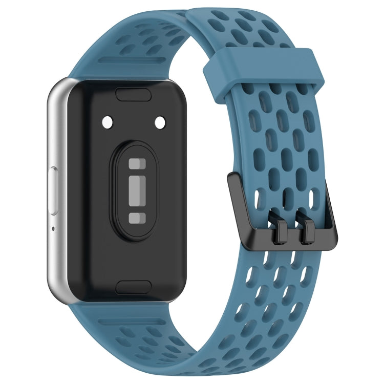 For Samsung Galaxy Fit 3 Hole Style Dual Buckle Silicone Watch Band(Blue) - Watch Bands by PMC Jewellery | Online Shopping South Africa | PMC Jewellery