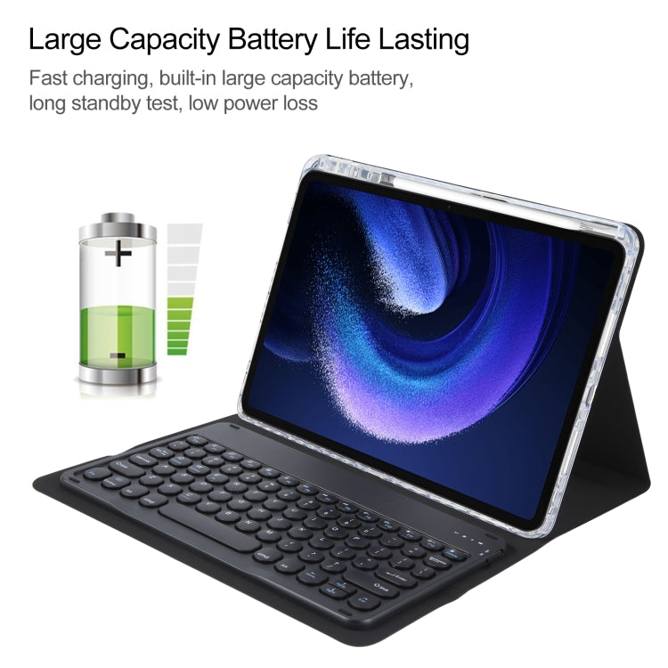 For Xiaomi Pad 6 Round Button Bluetooth Keyboard Rotatable Holder Leather Case(Black) - Others Keyboard by PMC TechLife | Online Shopping South Africa | PMC TechLife