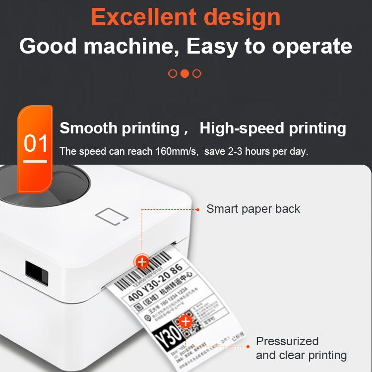 ZJ-9250 100x150mm USB Bluetooth Thermal Label Printer, Plug:EU Plug(White) - Receipt Printers by PMC TechLife | Online Shopping South Africa | PMC TechLife | Buy Now Pay Later Mobicred
