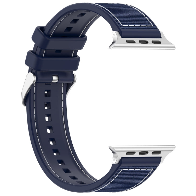 For Apple Watch SE 2023 40mm Ordinary Buckle Hybrid Nylon Braid Silicone Watch Band(Midnight Blue) - Watch Bands by PMC Jewellery | Online Shopping South Africa | PMC Jewellery