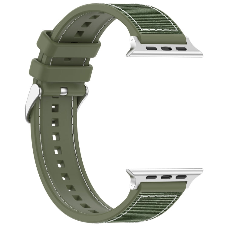 For Apple Watch Ultra 2 49mm Ordinary Buckle Hybrid Nylon Braid Silicone Watch Band(Green) - Watch Bands by PMC Jewellery | Online Shopping South Africa | PMC Jewellery