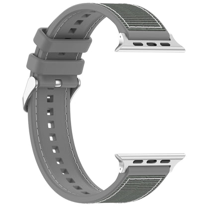 For Apple Watch Series 9 41mm Ordinary Buckle Hybrid Nylon Braid Silicone Watch Band(Grey) - Watch Bands by PMC Jewellery | Online Shopping South Africa | PMC Jewellery