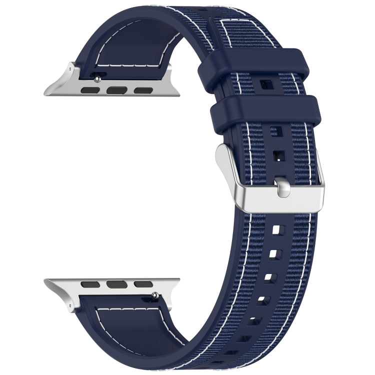 For Apple Watch Series 8 41mm Ordinary Buckle Hybrid Nylon Braid Silicone Watch Band(Midnight Blue) - Watch Bands by PMC Jewellery | Online Shopping South Africa | PMC Jewellery