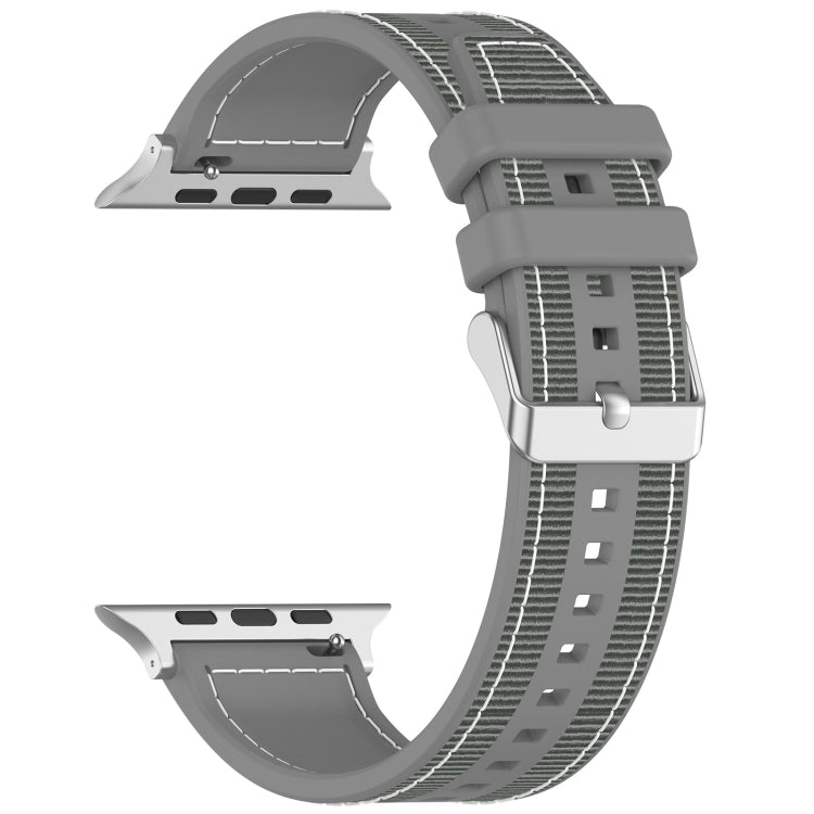 For Apple Watch SE 2022 44mm Ordinary Buckle Hybrid Nylon Braid Silicone Watch Band(Grey) - Watch Bands by PMC Jewellery | Online Shopping South Africa | PMC Jewellery