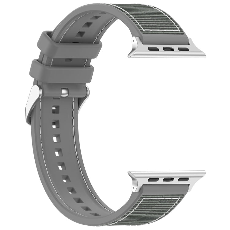 For Apple Watch SE 44mm Ordinary Buckle Hybrid Nylon Braid Silicone Watch Band(Grey) - Watch Bands by PMC Jewellery | Online Shopping South Africa | PMC Jewellery