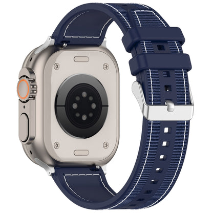 For Apple Watch Series 6 44mm Ordinary Buckle Hybrid Nylon Braid Silicone Watch Band(Midnight Blue) - Watch Bands by PMC Jewellery | Online Shopping South Africa | PMC Jewellery