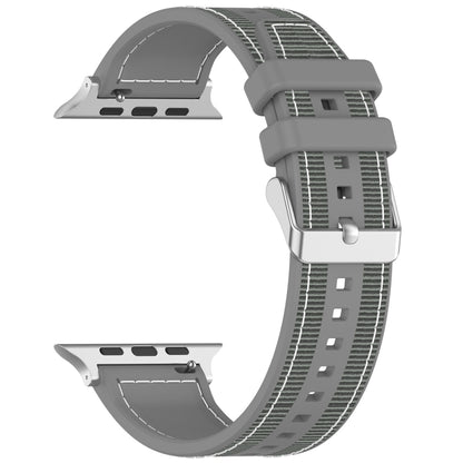 For Apple Watch Series 5 40mm Ordinary Buckle Hybrid Nylon Braid Silicone Watch Band(Grey) - Watch Bands by PMC Jewellery | Online Shopping South Africa | PMC Jewellery