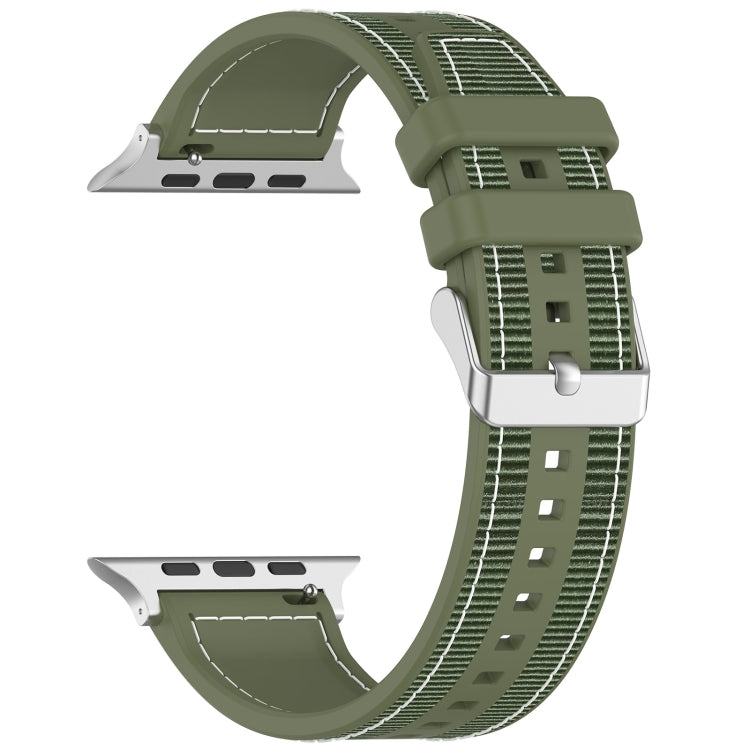 For Apple Watch Series 4 44mm Ordinary Buckle Hybrid Nylon Braid Silicone Watch Band(Green) - Watch Bands by PMC Jewellery | Online Shopping South Africa | PMC Jewellery