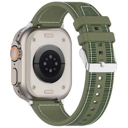 For Apple Watch Series 3 38mm Ordinary Buckle Hybrid Nylon Braid Silicone Watch Band(Green) - Watch Bands by PMC Jewellery | Online Shopping South Africa | PMC Jewellery