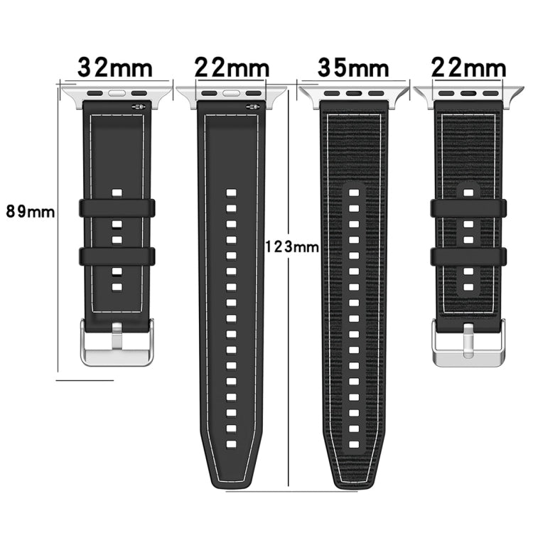 For Apple Watch Series 8 41mm Ordinary Buckle Hybrid Nylon Braid Silicone Watch Band(Grey) - Watch Bands by PMC Jewellery | Online Shopping South Africa | PMC Jewellery