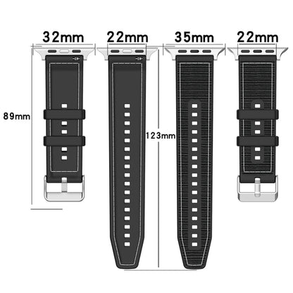 For Apple Watch SE 2023 44mm Ordinary Buckle Hybrid Nylon Braid Silicone Watch Band(Black) - Watch Bands by PMC Jewellery | Online Shopping South Africa | PMC Jewellery