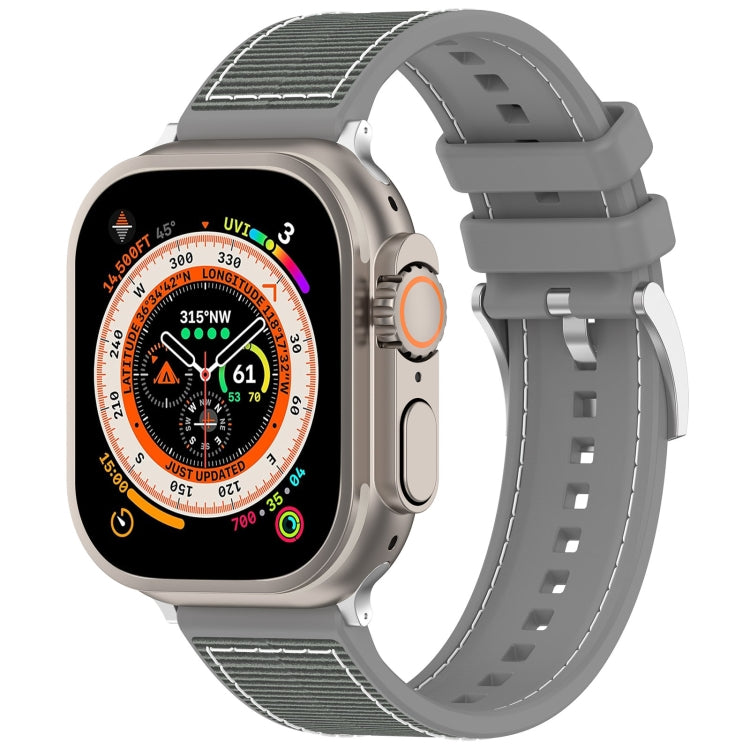 For Apple Watch Series 9 41mm Official Buckle Hybrid Nylon Braid Silicone Watch Band(Grey) - Watch Bands by PMC Jewellery | Online Shopping South Africa | PMC Jewellery