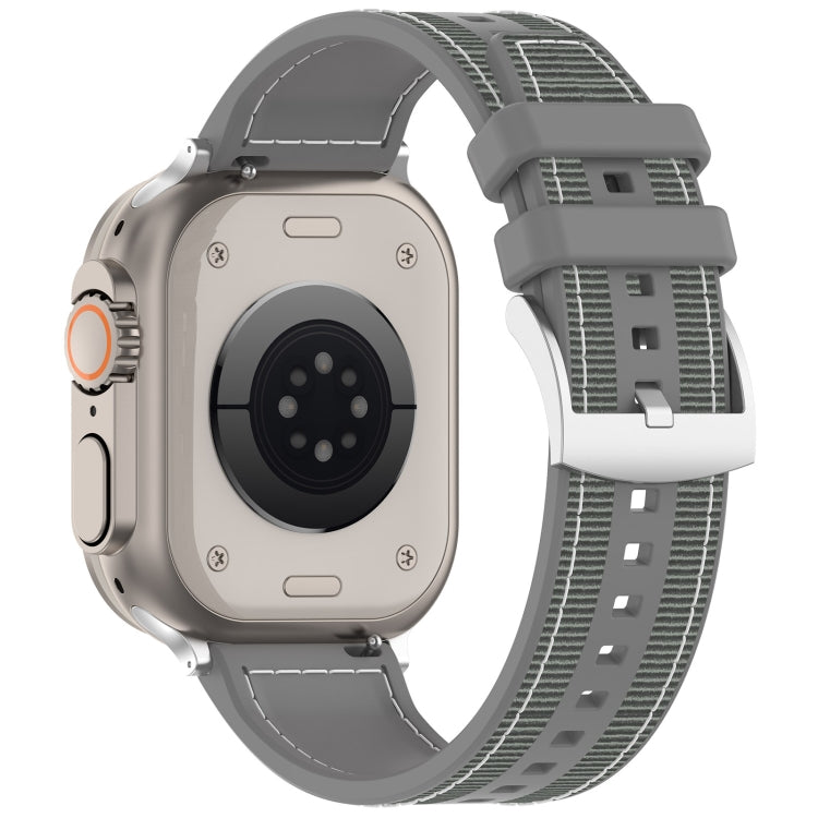 For Apple Watch Series 8 41mm Official Buckle Hybrid Nylon Braid Silicone Watch Band(Grey) - Watch Bands by PMC Jewellery | Online Shopping South Africa | PMC Jewellery