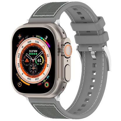 For Apple Watch SE 2022 40mm Official Buckle Hybrid Nylon Braid Silicone Watch Band(Grey) - Watch Bands by PMC Jewellery | Online Shopping South Africa | PMC Jewellery