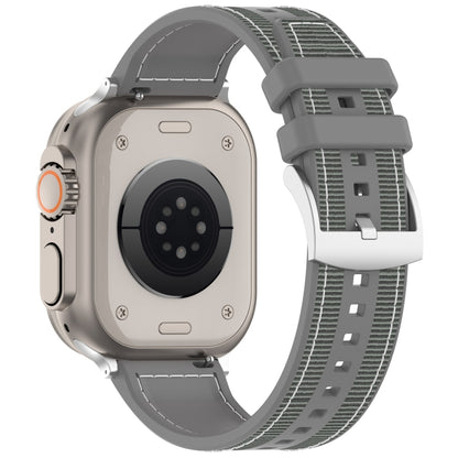 For Apple Watch Series 7 45mm Official Buckle Hybrid Nylon Braid Silicone Watch Band(Grey) - Watch Bands by PMC Jewellery | Online Shopping South Africa | PMC Jewellery