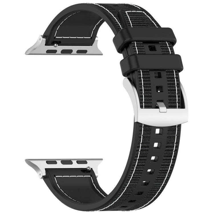 For Apple Watch Series 5 40mm Official Buckle Hybrid Nylon Braid Silicone Watch Band(Black) - Watch Bands by PMC Jewellery | Online Shopping South Africa | PMC Jewellery