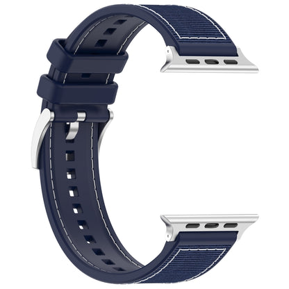 For Apple Watch Series 5 40mm Official Buckle Hybrid Nylon Braid Silicone Watch Band(Midnight Blue) - Watch Bands by PMC Jewellery | Online Shopping South Africa | PMC Jewellery