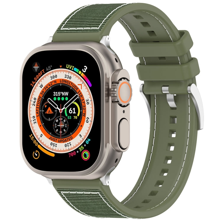 For Apple Watch Series 5 40mm Official Buckle Hybrid Nylon Braid Silicone Watch Band(Green) - Watch Bands by PMC Jewellery | Online Shopping South Africa | PMC Jewellery