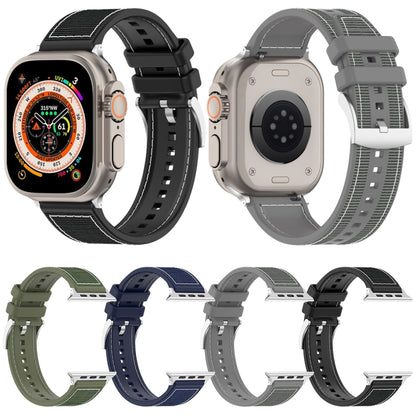 For Apple Watch 42mm Official Buckle Hybrid Nylon Braid Silicone Watch Band(Grey) - Watch Bands by PMC Jewellery | Online Shopping South Africa | PMC Jewellery