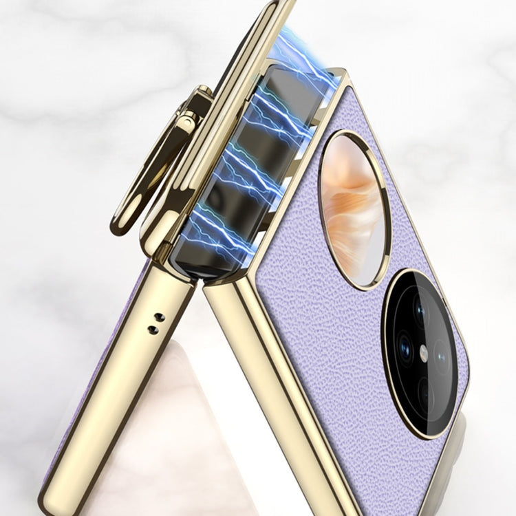 For Huawei Pocket 2 GKK Electroplated Leather Phone Case with Ring(White) - free shipping - PMC Jewellery - Order now!