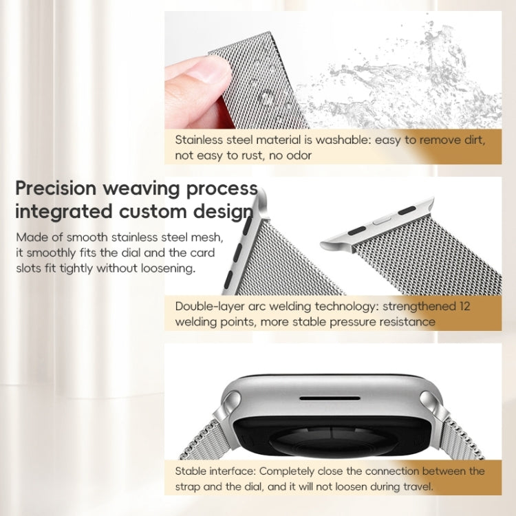 For Apple Watch Series 3 42mm ZGA Milanese Magnetic Metal Watch Band(Silver) - Watch Bands by ZGA | Online Shopping South Africa | PMC Jewellery | Buy Now Pay Later Mobicred