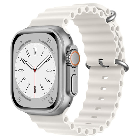 For Apple Watch SE 2023 44mm ZGA Ocean Silicone Watch Band(White) - Watch Bands by ZGA | Online Shopping South Africa | PMC Jewellery