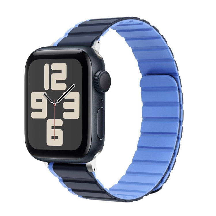 For Apple Watch SE 2023 44mm ZGA Two Color Magnetic Silicone Watch Band(Dark Blue+Light Blue) - Watch Bands by ZGA | Online Shopping South Africa | PMC Jewellery | Buy Now Pay Later Mobicred