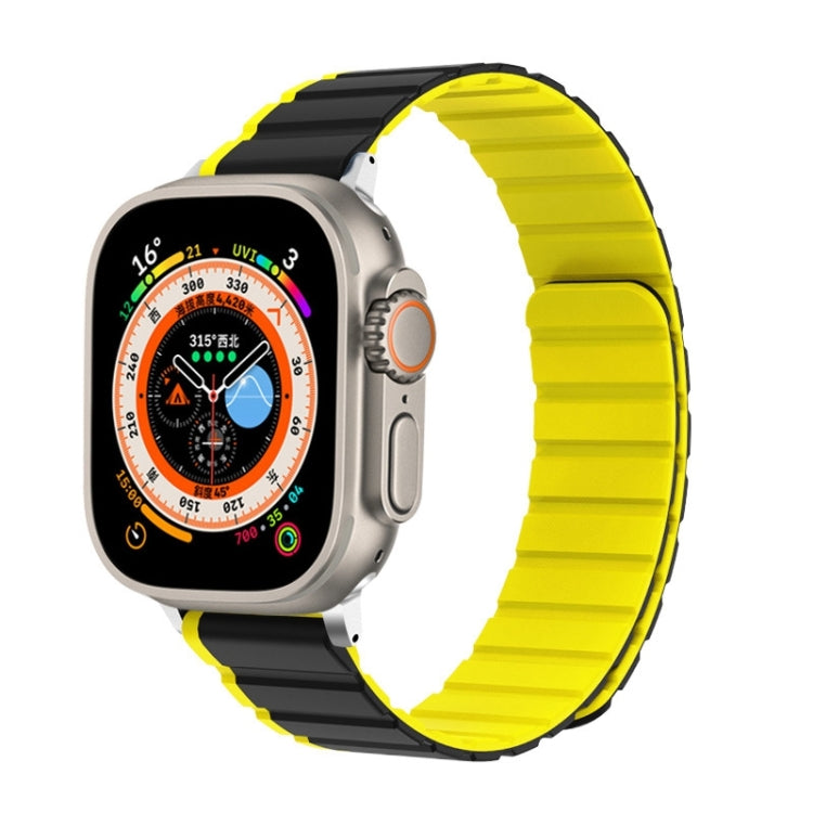 For Apple Watch SE 2022 44mm ZGA Two Color Magnetic Silicone Watch Band(Grey+Yellow) - Watch Bands by ZGA | Online Shopping South Africa | PMC Jewellery
