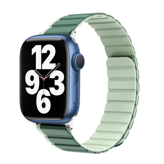 For Apple Watch Series 7 45mm ZGA Two Color Magnetic Silicone Watch Band(Dark Green+Light Green) - Watch Bands by ZGA | Online Shopping South Africa | PMC Jewellery | Buy Now Pay Later Mobicred