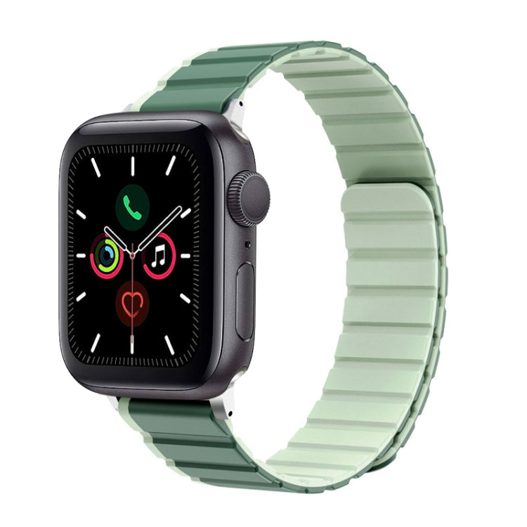 For Apple Watch Series 5 44mm ZGA Two Color Magnetic Silicone Watch Band(Dark Green+Light Green) - Watch Bands by ZGA | Online Shopping South Africa | PMC Jewellery | Buy Now Pay Later Mobicred