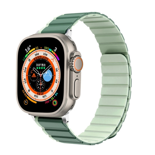 For Apple Watch Series 3 42mm ZGA Two Color Magnetic Silicone Watch Band(Dark Green+Light Green) - Watch Bands by ZGA | Online Shopping South Africa | PMC Jewellery