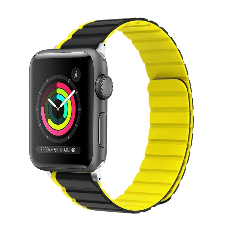 For Apple Watch Series 2 42mm ZGA Two Color Magnetic Silicone Watch Band(Grey+Yellow) - Watch Bands by ZGA | Online Shopping South Africa | PMC Jewellery | Buy Now Pay Later Mobicred