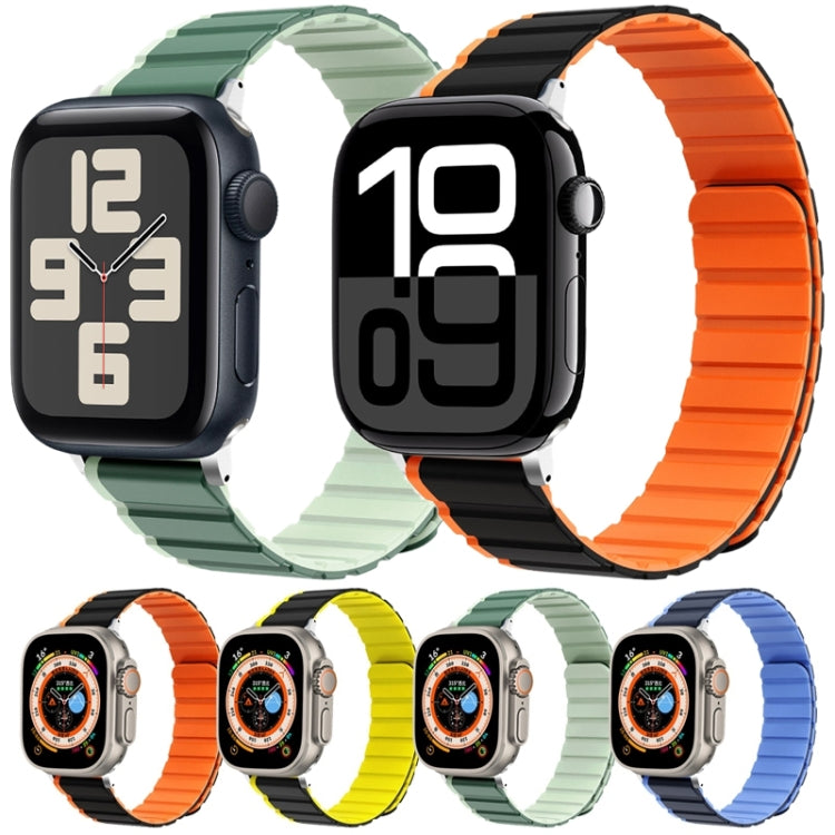 For Apple Watch Series 8 45mm ZGA Two Color Magnetic Silicone Watch Band(Grey+Yellow) - Watch Bands by ZGA | Online Shopping South Africa | PMC Jewellery | Buy Now Pay Later Mobicred