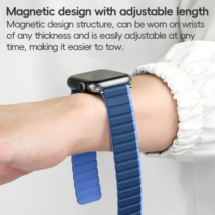For Apple Watch 42mm ZGA Two Color Magnetic Silicone Watch Band(Dark Blue+Light Blue) - Watch Bands by ZGA | Online Shopping South Africa | PMC Jewellery