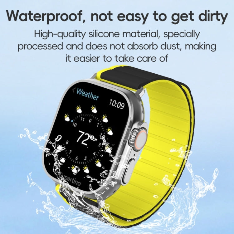 For Apple Watch Series 5 44mm ZGA Two Color Magnetic Silicone Watch Band(Grey+Yellow) - Watch Bands by ZGA | Online Shopping South Africa | PMC Jewellery