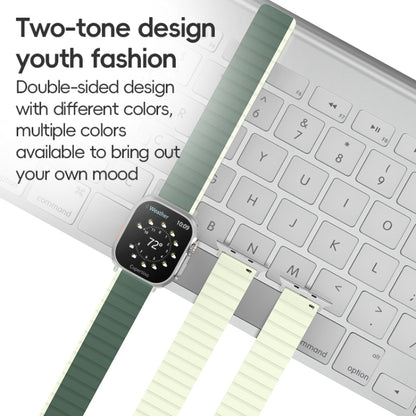 For Apple Watch SE 2023 44mm ZGA Two Color Magnetic Silicone Watch Band(Dark Green+Light Green) - Watch Bands by ZGA | Online Shopping South Africa | PMC Jewellery | Buy Now Pay Later Mobicred