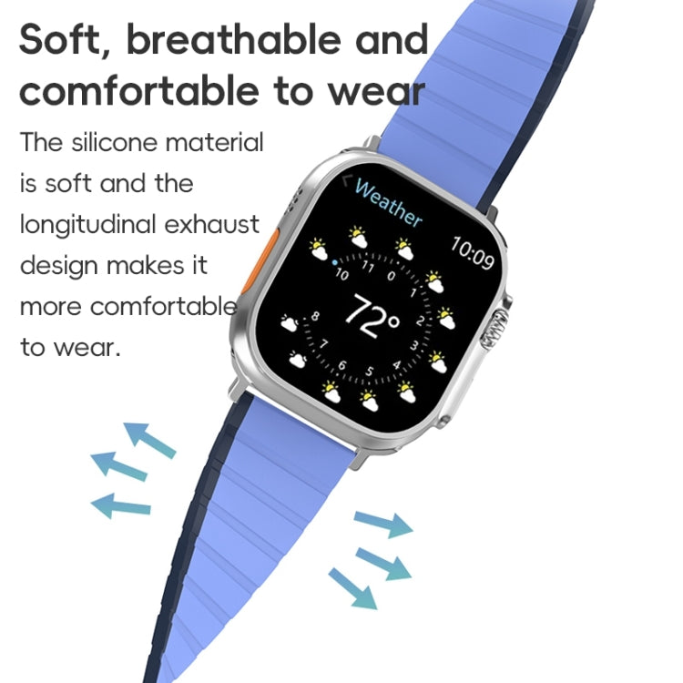 For Apple Watch SE 2022 44mm ZGA Two Color Magnetic Silicone Watch Band(Dark Blue+Light Blue) - Watch Bands by ZGA | Online Shopping South Africa | PMC Jewellery