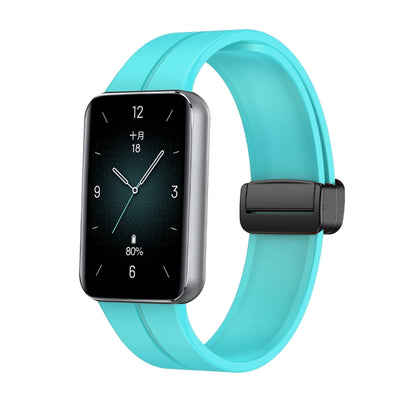 For Honor Band 9 Magnetic Folding Black Buckle Silicone Watch Band(Teal) - Watch Bands by PMC Jewellery | Online Shopping South Africa | PMC Jewellery