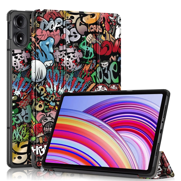 For Xiaomi Redmi Pad Pro 12.1 Custer Painted 3-Fold Stand Leather Smart Tablet Case(Graffiti) - More Tablet Cases by PMC TechLife | Online Shopping South Africa | PMC TechLife | Buy Now Pay Later Mobicred